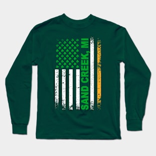 Irish American Flag SAND CREEK, MI Long Sleeve T-Shirt